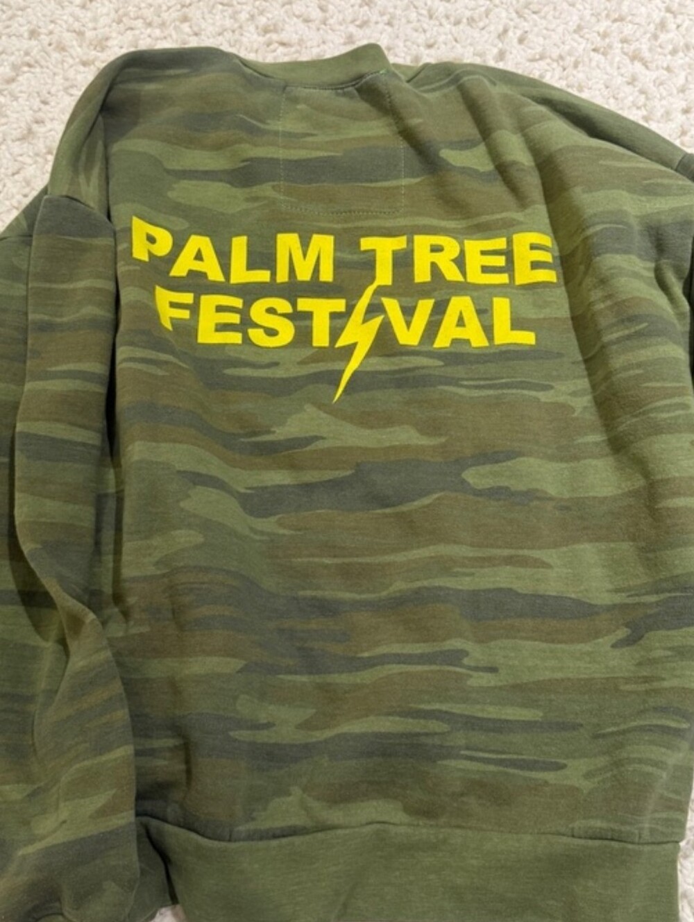 Aviator Nation PRE-OWNED Aspen Green Camo Crewneck Sweatshirt with Yellow Logo - Picture 2 of 6